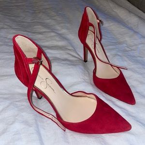 Jessica Simpson red suede heels size 9
